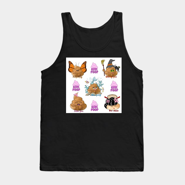 Cute Poop Emoji Girl Poop Characters Tank Top by kansaikate